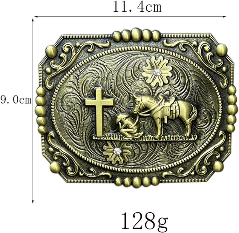 Seternaly Religion Cross Prayer and Horse Belt Buckle Western Cowboy Longhorn Belt Buckles for Men Women - Image 2